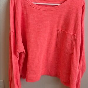 Aerie Cozy Coral Pocket Knit Top, Size Large